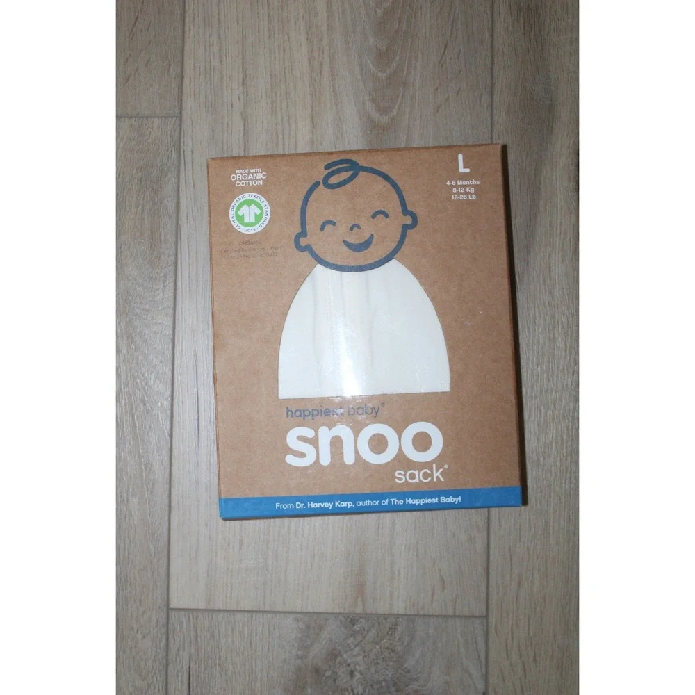 Happiest Baby SNOO Sack White Organic Cotton Swaddle Sleep Sack Large 4-6 Months